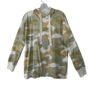 Aerie Womens Camo Hoodie Top Long Sleeve Size M Lightweight Pullover Side Split
